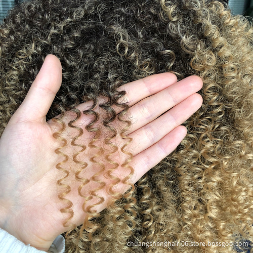 Wholesale ombre blonde afro wig African toupee with bangs short kinky curly hair synthetic wig for black women curly wigs